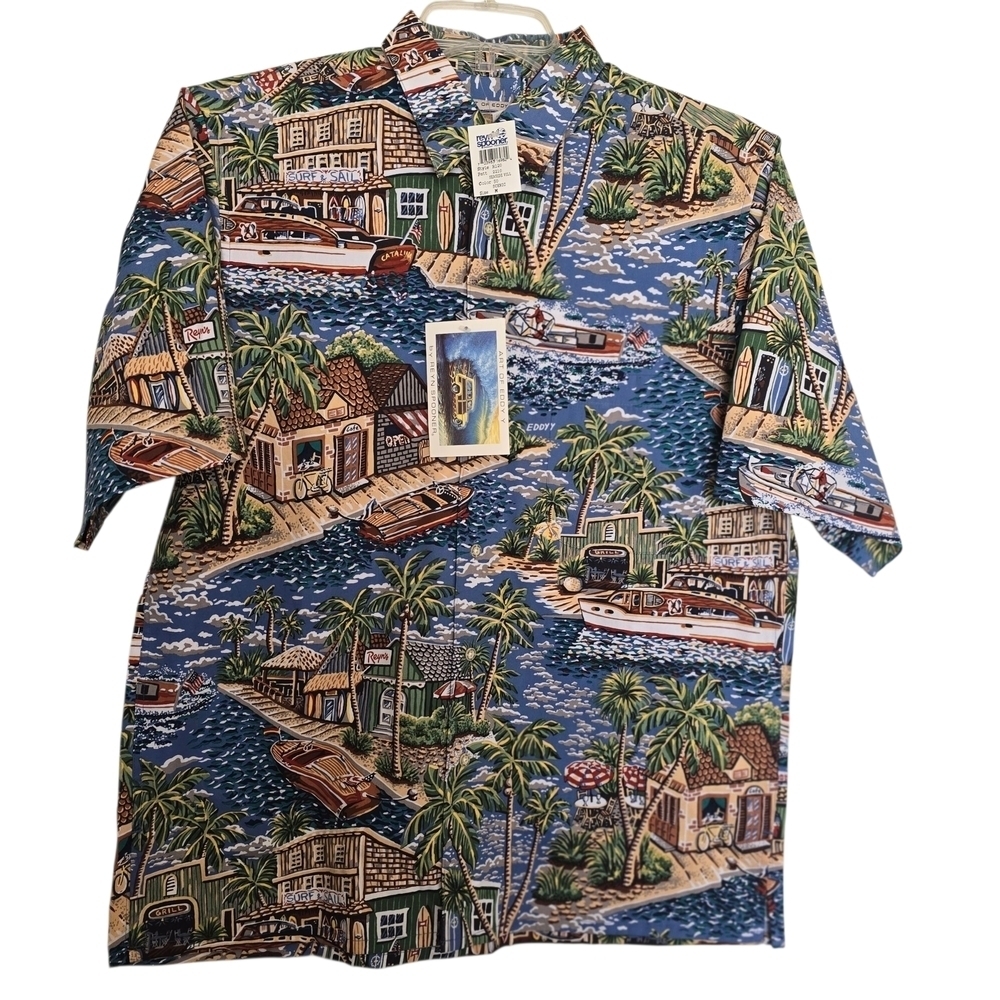 NWT Reyn Spooner Eddie Y Seaside Village Tropical Hawaiian Men's Casual  Shirt